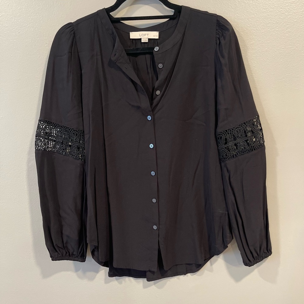 White House Black Market Black Long Sleeve Blouse